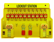 Padllock Wall Station - 22 x 22 x 1-3/4''-With (20) Xenoy Padlocks - Apex Tool & Supply