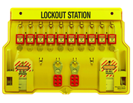 Padllock Wall Station - 15-1/2 x 22 x 1-3/4''-With (10) Xenoy Padlocks - Apex Tool & Supply