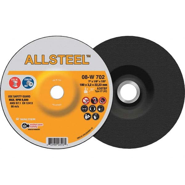 WALTER Surface Technologies - Depressed-Center Wheels Wheel Diameter (Inch): 7 Wheel Thickness (Inch): 1/8 - Apex Tool & Supply