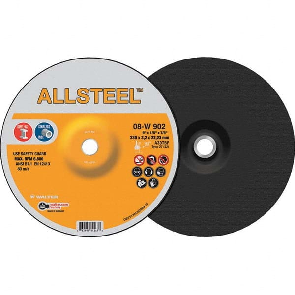WALTER Surface Technologies - Depressed-Center Wheels Wheel Diameter (Inch): 9 Wheel Thickness (Inch): 1/8 - Apex Tool & Supply