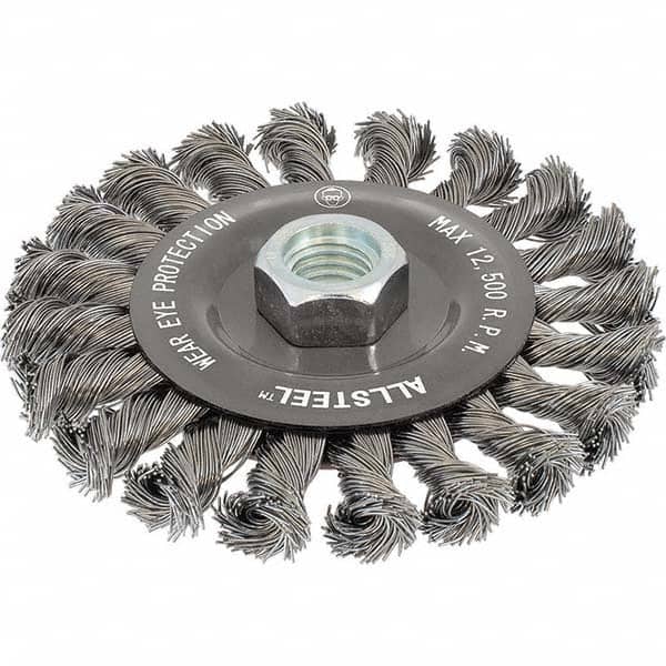 WALTER Surface Technologies - 6" OD, 5/8-11 Arbor Hole, Knotted Steel Wheel Brush - Apex Tool & Supply