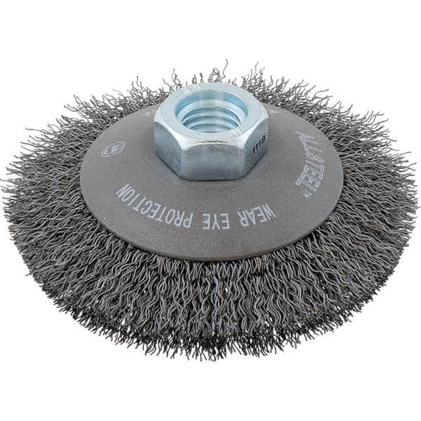 WALTER Surface Technologies - 5" OD, 5/8-11 Arbor Hole, Crimped Steel Wheel Brush - Apex Tool & Supply