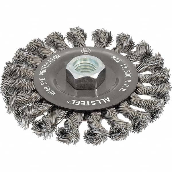 WALTER Surface Technologies - 4-1/2" OD, 5/8-11 Arbor Hole, Knotted Steel Wheel Brush - Apex Tool & Supply