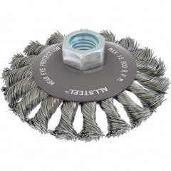 WALTER Surface Technologies - 4" OD, 5/8-11 Arbor Hole, Knotted Steel Wheel Brush - Apex Tool & Supply