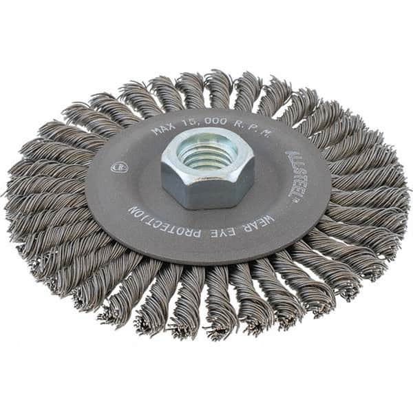 WALTER Surface Technologies - 5" OD, 5/8-11 Arbor Hole, Stringer Bead Steel Wheel Brush - Apex Tool & Supply