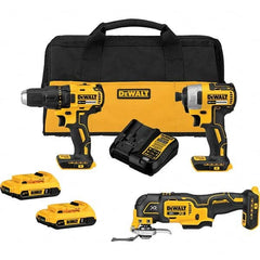 DeWALT - Cordless Tool Combination Kits Voltage: 20 Tools: Brushless 1/2" Cordless Drill/Driver; Brushless 1/4" Cordless Impact Driver; Brushless 3-Speed Cordless Oscillating Multi-Tool - Apex Tool & Supply
