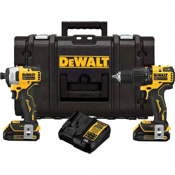 DeWALT - Cordless Tool Combination Kits Voltage: 20 Tools: Brushless 1/2" Compact Hammer Drill/Driver; Brushless 1/4 Impact Driver - Apex Tool & Supply