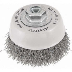 WALTER Surface Technologies - 3" Diam 5/8-11 Threaded Arbor Stainless Steel Fill Cup Brush - Apex Tool & Supply