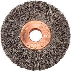 1-3/8″ Small Diameter Crimped Wire Wheel, .006″ Steel Fill, 1/4″ Arbor Hole - Apex Tool & Supply