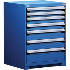 Rousseau Metal - 7 Drawer Avalanche Blue Steel Modular Storage Cabinet - Apex Tool & Supply