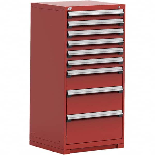 Rousseau Metal - 9 Drawer Flame Red Steel Modular Storage Cabinet - Apex Tool & Supply