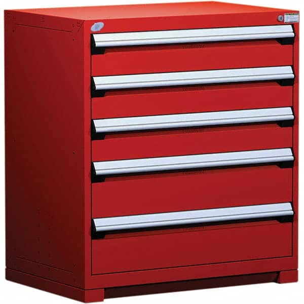 Rousseau Metal - 5 Drawer Flame Red Steel Modular Storage Cabinet - Apex Tool & Supply