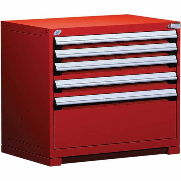 Rousseau Metal - 5 Drawer Flame Red Steel Modular Storage Cabinet - Apex Tool & Supply