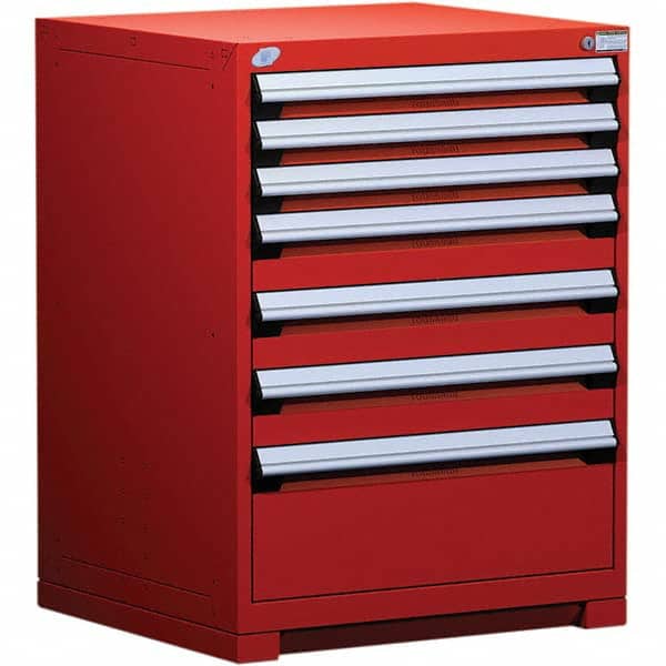 Rousseau Metal - 7 Drawer Flame Red Steel Modular Storage Cabinet - Apex Tool & Supply