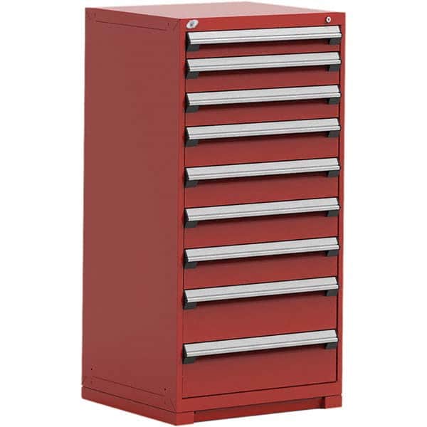 Rousseau Metal - 9 Drawer Flame Red Steel Modular Storage Cabinet - Apex Tool & Supply