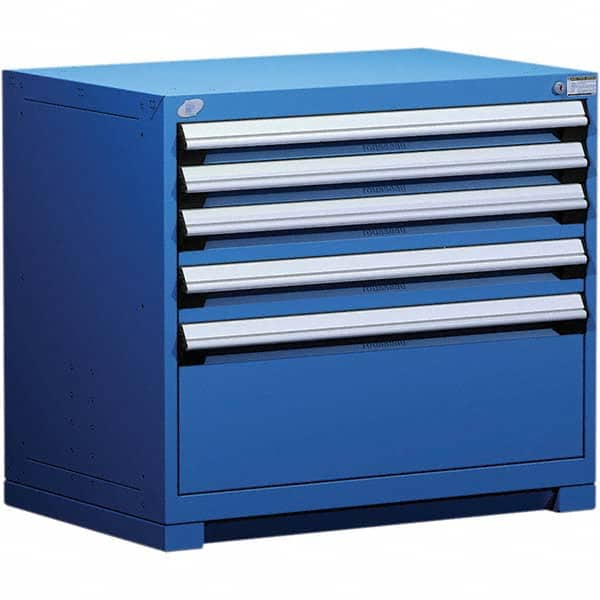 Rousseau Metal - 5 Drawer Avalanche Blue Steel Modular Storage Cabinet - Apex Tool & Supply