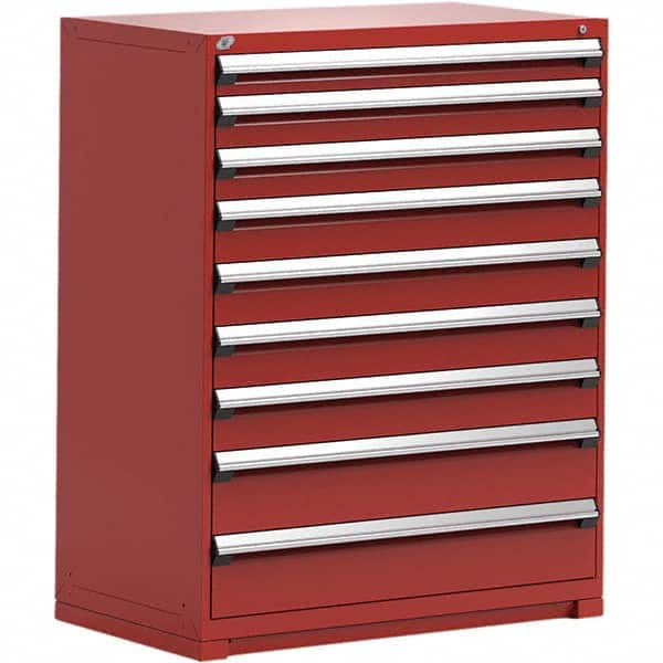 Rousseau Metal - 9 Drawer Flame Red Steel Modular Storage Cabinet - Apex Tool & Supply