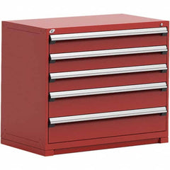 Rousseau Metal - 5 Drawer Flame Red Steel Modular Storage Cabinet - Apex Tool & Supply