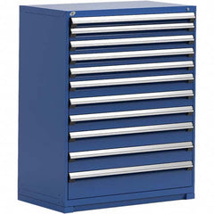 Rousseau Metal - 11 Drawer Avalanche Blue Steel Modular Storage Cabinet - Apex Tool & Supply