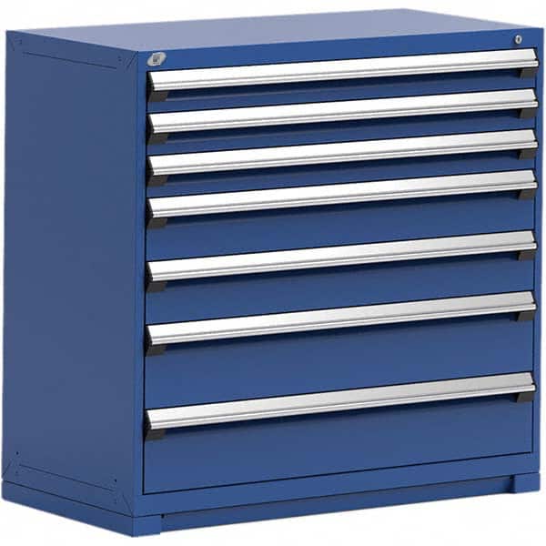 Rousseau Metal - 7 Drawer Avalanche Blue Steel Modular Storage Cabinet - Apex Tool & Supply