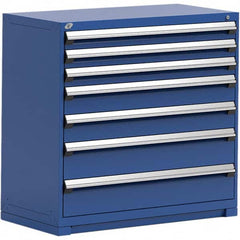 Rousseau Metal - 7 Drawer Avalanche Blue Steel Modular Storage Cabinet - Apex Tool & Supply