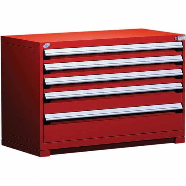 Rousseau Metal - 5 Drawer Flame Red Steel Modular Storage Cabinet - Apex Tool & Supply