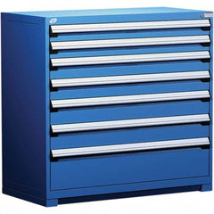 Rousseau Metal - 7 Drawer Avalanche Blue Steel Modular Storage Cabinet - Apex Tool & Supply