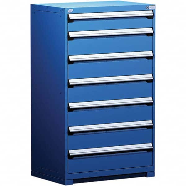 Rousseau Metal - 7 Drawer Avalanche Blue Steel Modular Storage Cabinet - Apex Tool & Supply