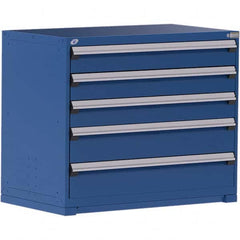 Rousseau Metal - 5 Drawer Avalanche Blue Steel Modular Storage Cabinet - Apex Tool & Supply