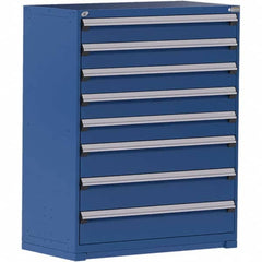 Rousseau Metal - 8 Drawer Avalanche Blue Steel Modular Storage Cabinet - Apex Tool & Supply