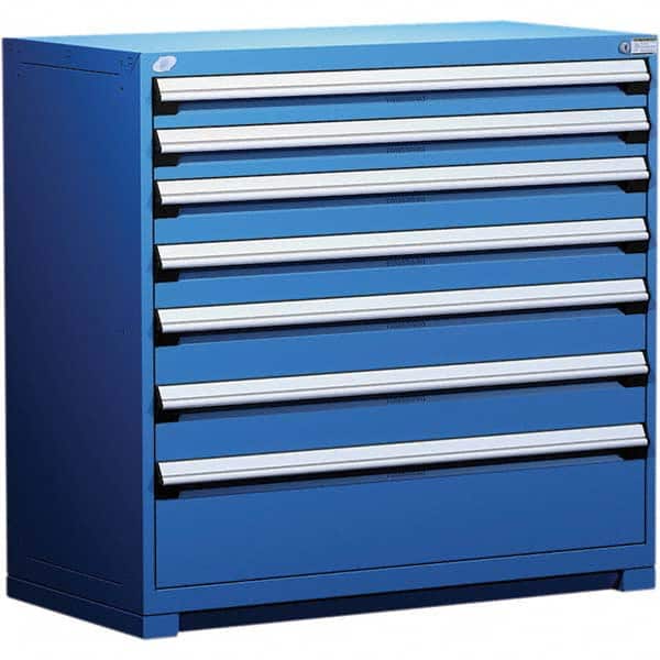 Rousseau Metal - 7 Drawer Avalanche Blue Steel Modular Storage Cabinet - Apex Tool & Supply