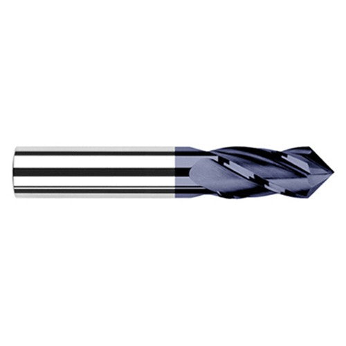 0.3750″ (3/8″) Cutter Diameter × 0.8750″ (7/8″) Length of Cut × 60° included Carbide Drill/End Mill, 2 Flutes, AlTiN Coated - Exact Industrial Supply