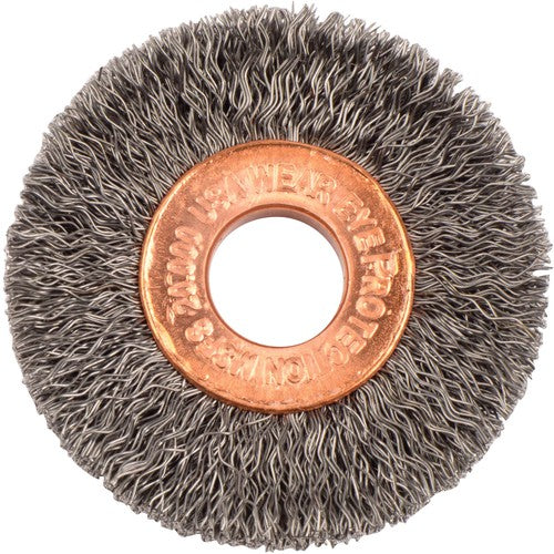 1-1/2″ Small Diameter Crimped Wire Wheel, .008″ Steel Fill, 3/8″ Arbor Hole - Apex Tool & Supply