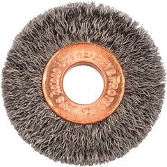 1-1/2″ Small Diameter Crimped Wire Wheel, .0118″ Steel Fill, 3/8″ Arbor Hole - Apex Tool & Supply