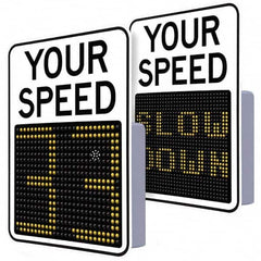 TAPCO - "Your Speed," 29" Wide x 23" High Aluminum Face/Polycarbonate Housing Speed Limit Sign - Apex Tool & Supply