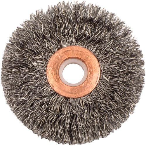 2-1/2″ Small Diameter Crimped Wire Wheel, .014″ Steel Fill, 1/2″-3/8″ Arbor Hole - Apex Tool & Supply