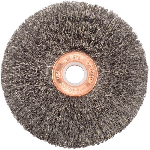 3″ Small Diameter Crimped Wire Wheel, .006″ Steel Fill, 1/2″ Arbor Hole - Apex Tool & Supply
