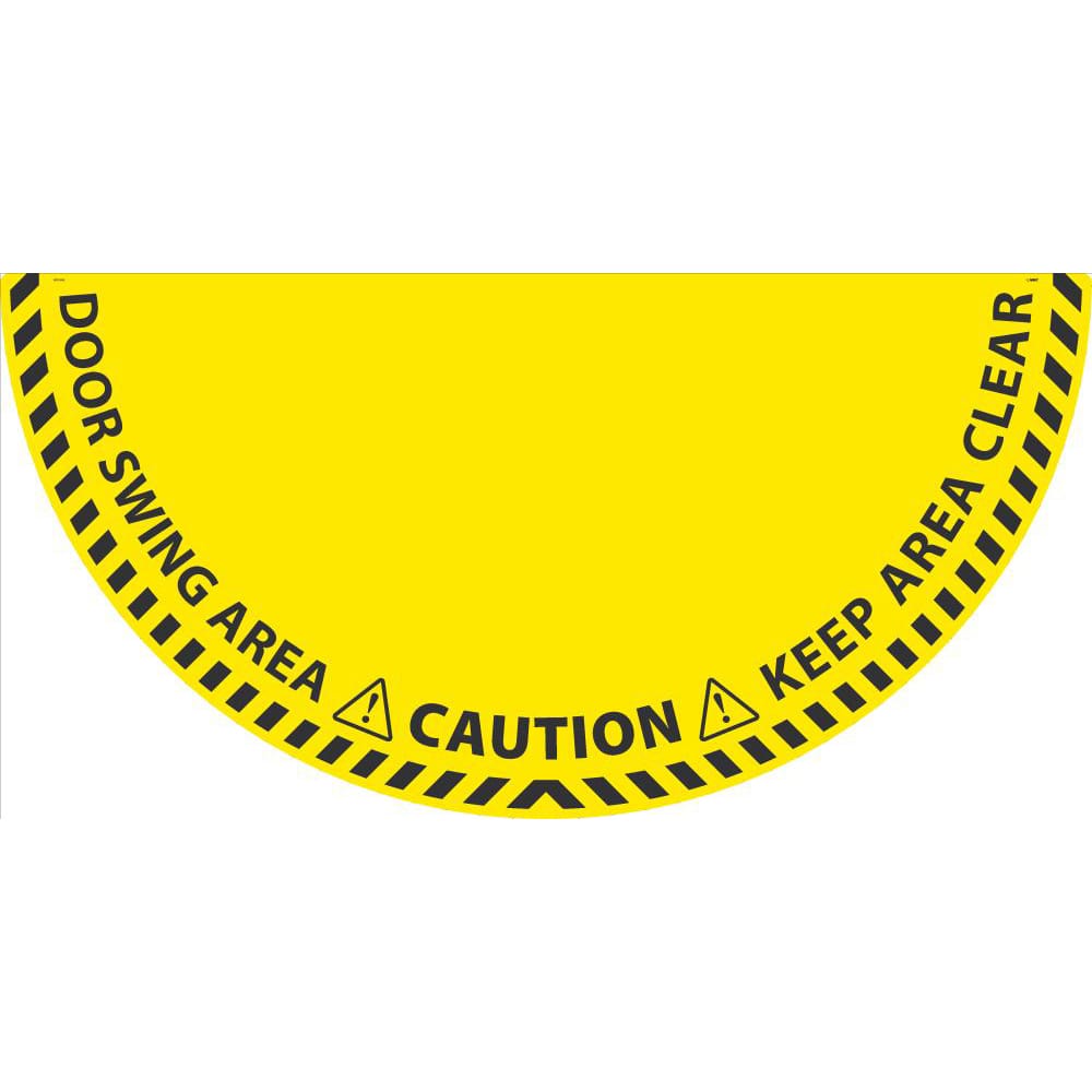 NMC - Adhesive Backed Floor Signs; Message Type: Workplace/Safety ; Graphic Type: Doorway ; Message or Graphic: DOOR SWING, KEEP CLEAR ; Legend: DOOR SWING, KEEP CLEAR ; Color: Yellow; Black ; Special Color Properties: No Special Color Properties - Exact Industrial Supply