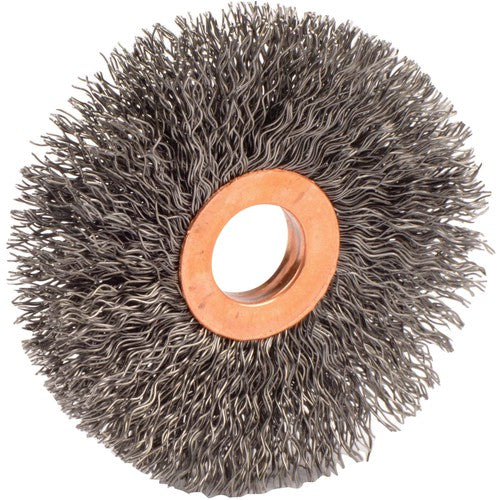 3″ Small Diameter Crimped Wire Wheel, .014″ Steel Fill, 5/8″ Arbor Hole - Apex Tool & Supply