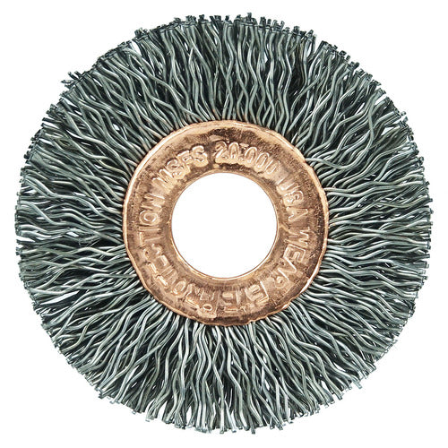 1-1/2″ Small Diameter Crimped Wire Wheel, .008″ Steel Fill, 1/2″ Arbor Hole - Apex Tool & Supply