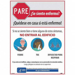 NMC - "PARE - Se Siente Enfermo", 18" Wide x 24" High, Paper Safety Sign - Apex Tool & Supply