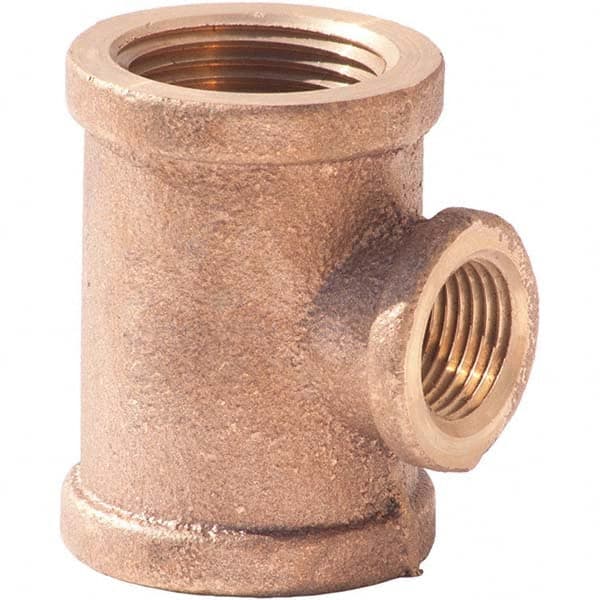 Merit Brass - Brass & Chrome Pipe Fittings Type: Reducing Tee Fitting Size: 3/4 x 3/4 x 1/2 - Apex Tool & Supply