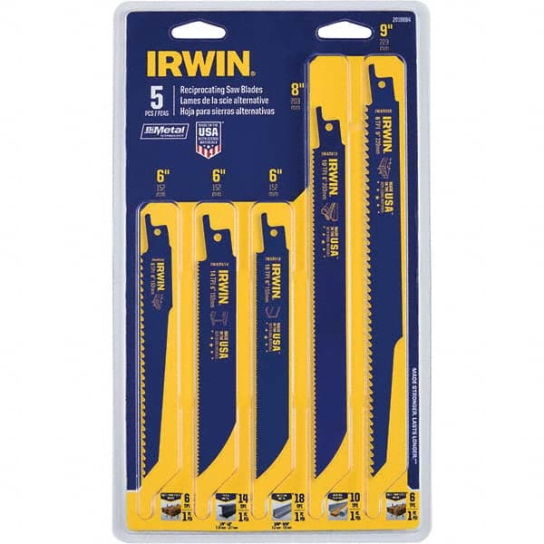 Irwin - Reciprocating Saw Blade Sets Blade Material: Bi-Metal Minimum Blade Length (Inch): 6 - Apex Tool & Supply