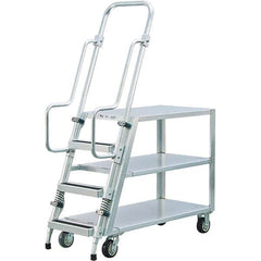 New Age Industrial - 69-1/2" High 800 Lb Capacity 3 Step Stock-Picking Ladder - Apex Tool & Supply