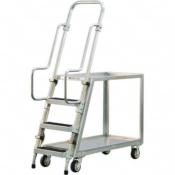 New Age Industrial - 69-1/2" High 800 Lb Capacity 3 Step Stock-Picking Ladder - Apex Tool & Supply