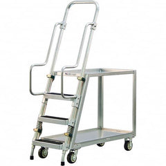 New Age Industrial - 69-1/2" High 800 Lb Capacity 3 Step Stock-Picking Ladder - Apex Tool & Supply
