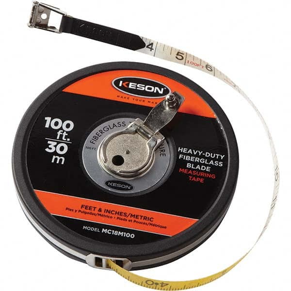 Keson - 100' x 1/2" White Blade Tape Measure - Apex Tool & Supply
