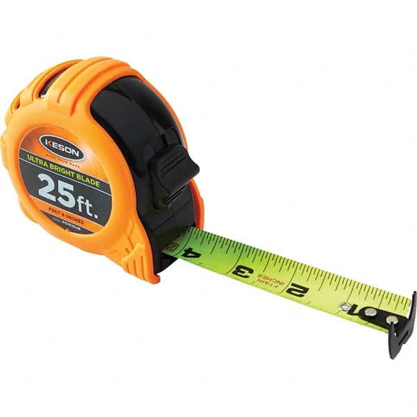 Keson - 25' x 1" Hi-Vis Yellow/White Blade Tape Measure - Apex Tool & Supply