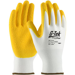 ‎16-813/M Coated Gloves w/Polykor - G-Tek PolyKor - White 13G Shell - Yellow Latex Coat Crinkle Grip - A2 - Exact Industrial Supply