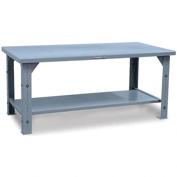 Strong Hold - Stationary Work Benches, Tables Type: Adjustable Leg Top Material: 7 Gauge Steel - Apex Tool & Supply